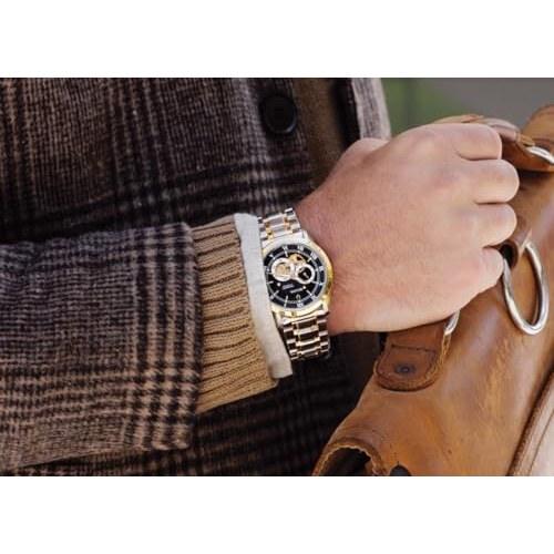 Bulova Men's Classic Sutton 4-Hand Automatic Watch, 24-Hour Sub Dial, Open Aperture, Self-Winding, Exhibition Caseback, Double Curved Mineral Crystal, Luminous Hands, 42mm