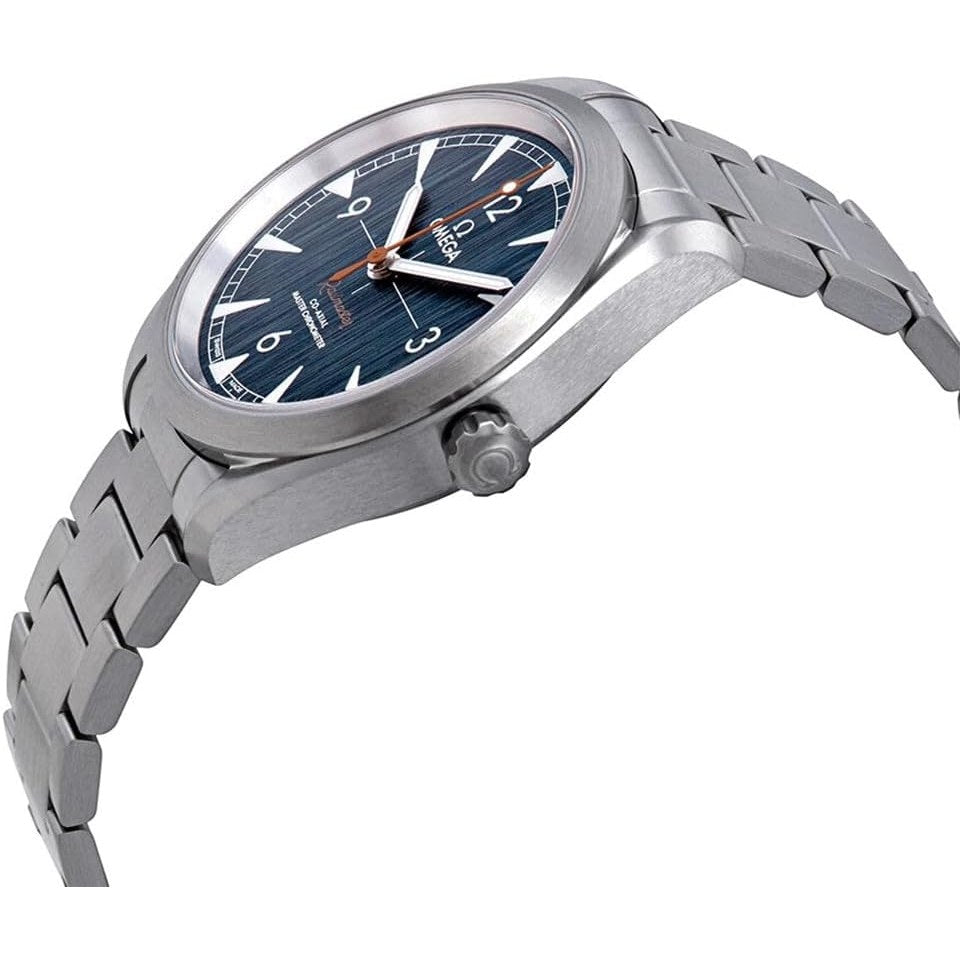 Montre homme chronomètre automatique Omega Seamaster Railmaster avec cadran bleu 220.10.40.20.03.001