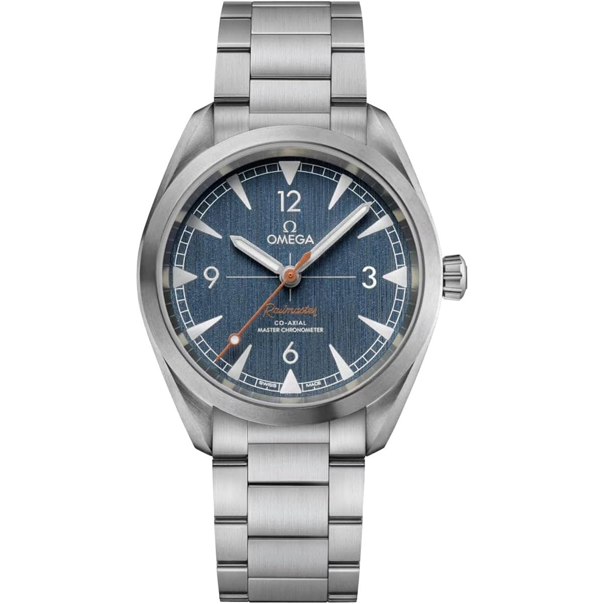 Montre homme chronomètre automatique Omega Seamaster Railmaster avec cadran bleu 220.10.40.20.03.001