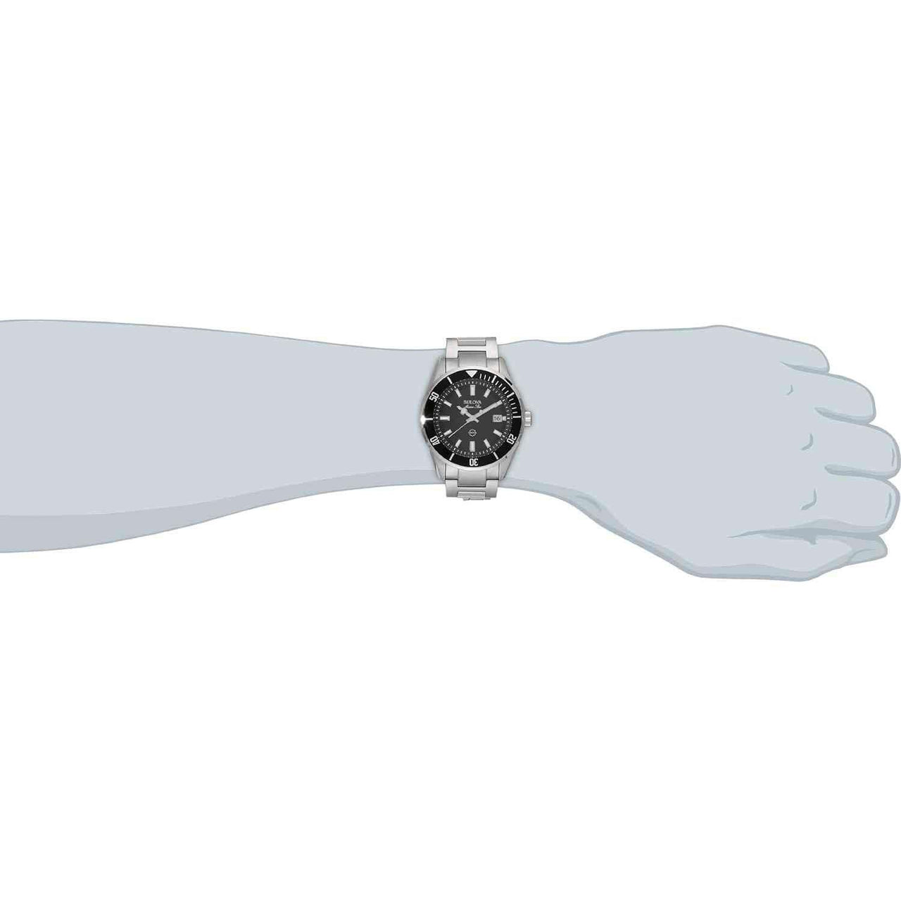 Bulova Men's Marine Star 'Series B' Stainless Steel 3-Hand Calendar Quartz Watch, Black Dial Style: 98B203