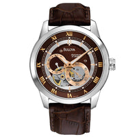 Thumbnail for Bulova Men's Classic Sutton 4-Hand Automatic Watch, 24-Hour Sub Dial, Open Aperture, Self-Winding, Exhibition Caseback, Double Curved Mineral Crystal, Luminous Hands, 42mm
