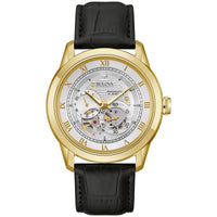 Thumbnail for Bulova Men's Classic Sutton 4-Hand Automatic Watch, 24-Hour Sub Dial, Open Aperture, Self-Winding, Exhibition Caseback, Double Curved Mineral Crystal, Luminous Hands, 42mm