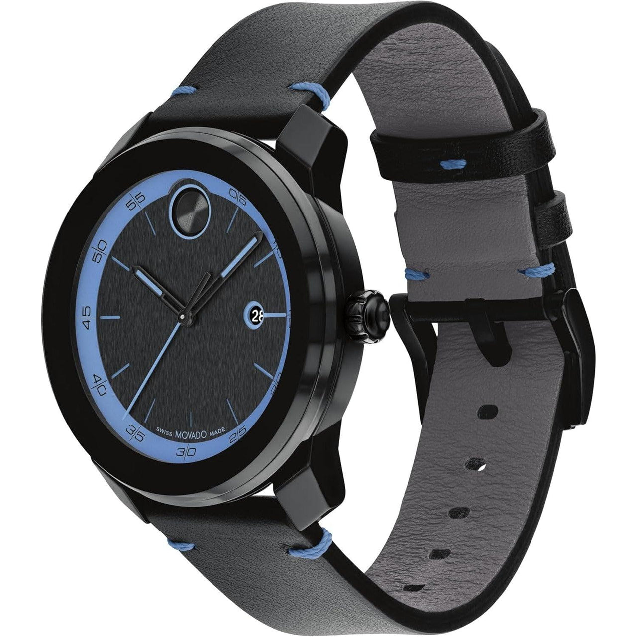 Movado Bold TR90 Ultra Modern Watch for Men and Women - Swiss Quartz 3H Movement, Leather Strap - Water Resistant 3ATM/30 Meters - Sporty Style Wristwatch for Everyone - 42mm