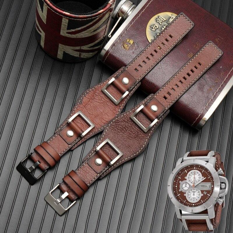 Genuine Leather Cuff Bund Strap - watchband.direct