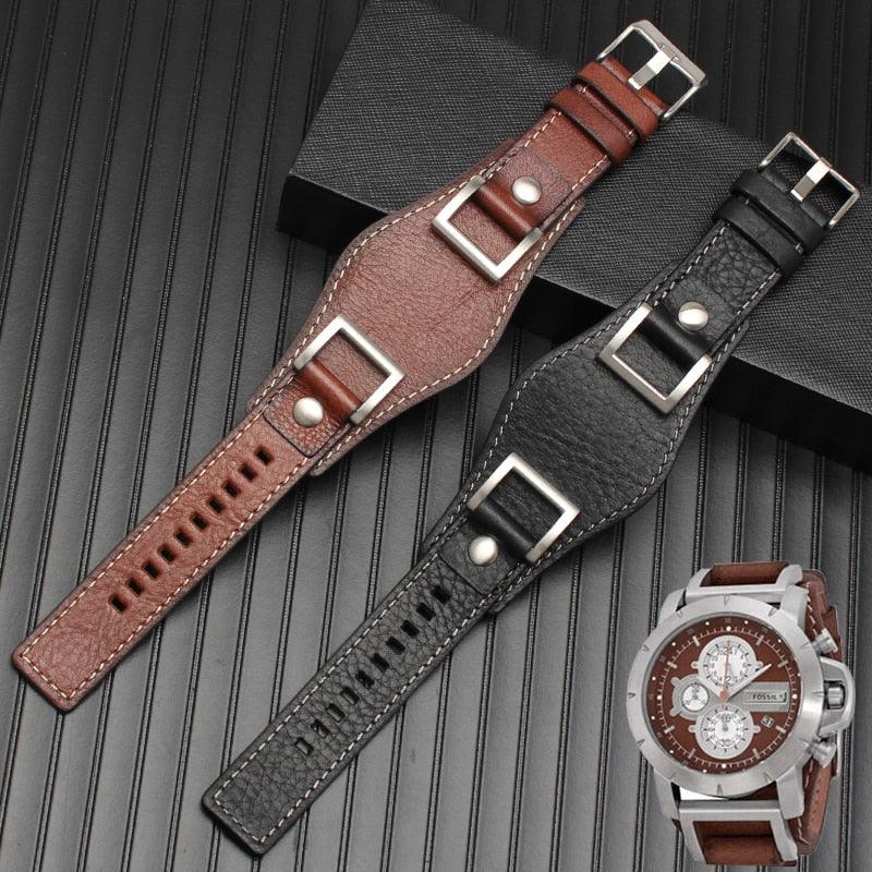 Genuine Leather Cuff Bund Strap - watchband.direct