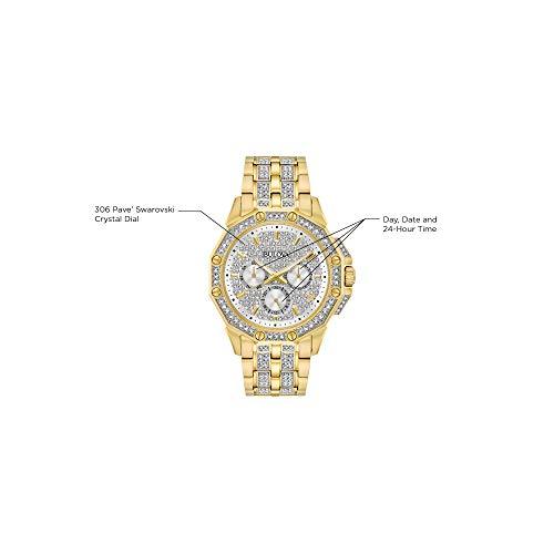 Montre chronographe à quartz Bulova Crystal Octava pour homme, cadran en cristal pavé