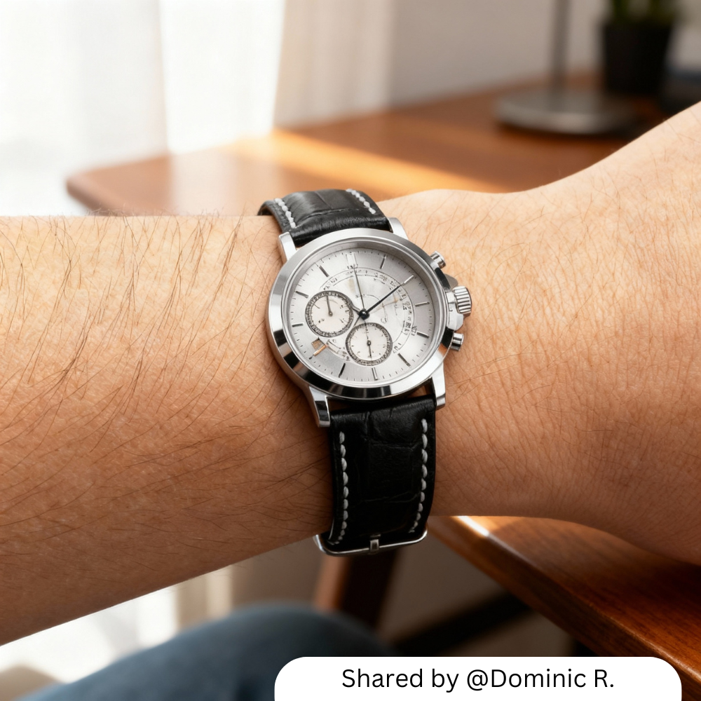 Genuine Leather Notched Butterfly Buckle Watchband