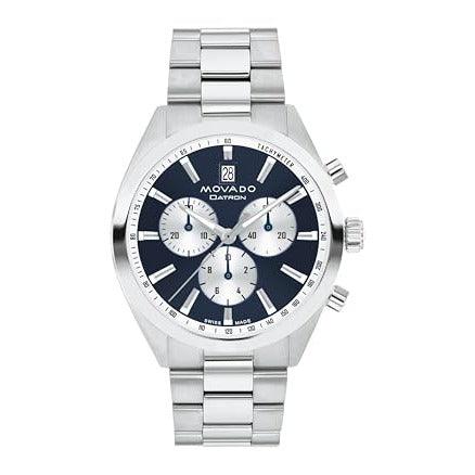 Movado Heritage Series Datron Men's Watch - Swiss Quartz Chronograph Movement, Stainless Steel Link Bracelet - 5 ATM Water Resistance - Sport Luxury Fashion Timepiece for Him - 41mm