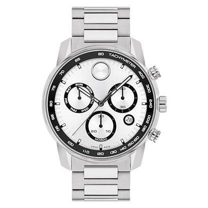 Movado Bold Verso Men's Sport Watch - Swiss Quartz Chronograph Movement, Stainless Steel Link Bracelet - 5 ATM Water Resistance - Luxury Fashion Timepiece for Him - 44mm