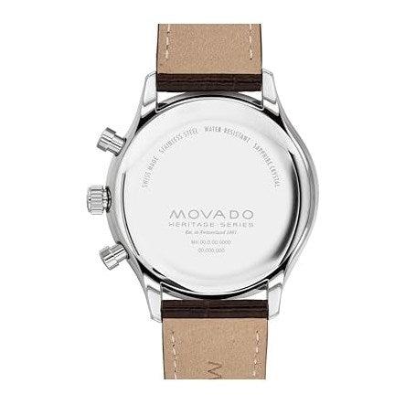 Reloj para hombre Movado Heritage Series Circa - Movimiento de cronógrafo de cuarzo suizo, correa de cuero - Resistencia al agua de 3 ATM - Reloj clásico de lujo y moda para él - 43 mm