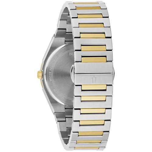 Reloj clásico de cuarzo para hombre Bulova, de acero inoxidable, en dos tonos, esfera estampada, 39 mm