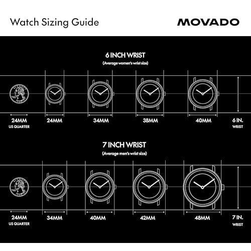 Reloj Movado Face para hombre - Movimiento de cuarzo suizo 2H, correa de piel - Resistencia al agua de 3 ATM - Reloj de moda de lujo para él - 41 mm