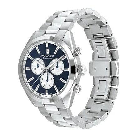 Movado Heritage Series Datron Men's Watch - Swiss Quartz Chronograph Movement, Stainless Steel Link Bracelet - 5 ATM Water Resistance - Sport Luxury Fashion Timepiece for Him - 41mm