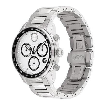 Movado Bold Verso Men's Sport Watch - Swiss Quartz Chronograph Movement, Stainless Steel Link Bracelet - 5 ATM Water Resistance - Luxury Fashion Timepiece for Him - 44mm