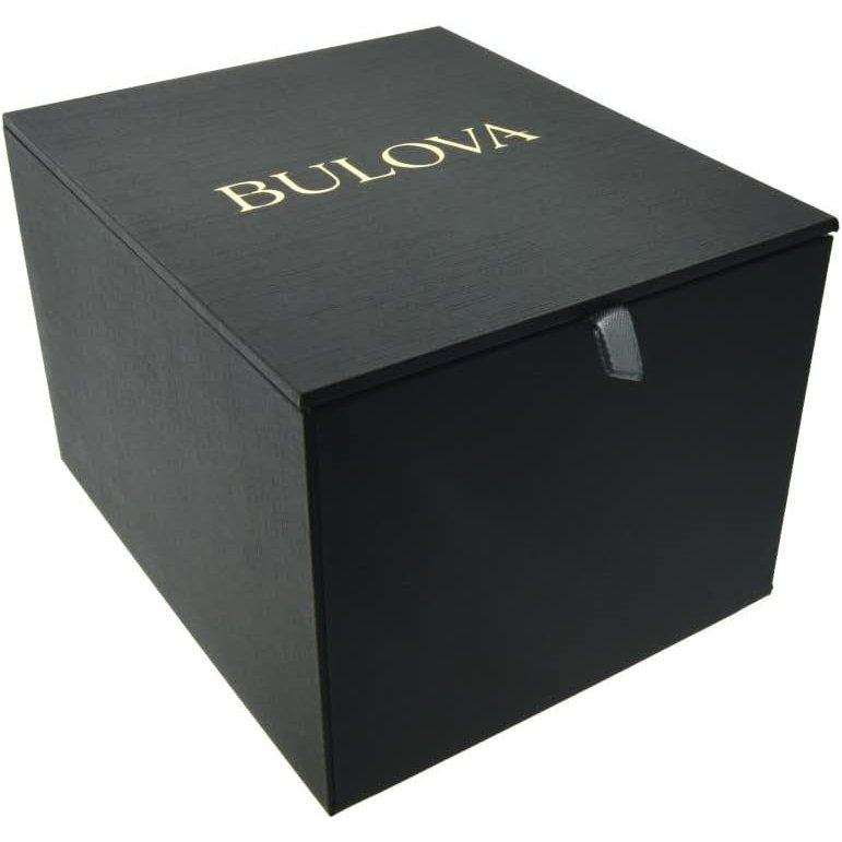 Bulova Frank Lloyd Wright 'December Gifts' Stainless Steel 3-Hand Quartz Dial, Black Leather Strap Style: 96A223