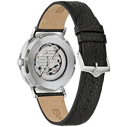 Bulova Orologio da uomo classico a 3 lancette automatico, funzione Hack, lancetta luminosa, apertura aperta, cassa a vite, 42 mm, Quadrante in acciaio inox/nero, Casual Bulova Orologio da uomo classico a 3 lancette automatico, funzione Hack, lancetta luminosa, apertura aperta, cassa a vite, 42 mm, Quadrante in acciaio inox/nero, Casual