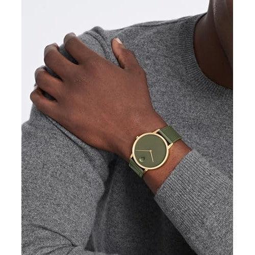 Reloj Movado Face para hombre - Movimiento de cuarzo suizo 2H, correa de piel - Resistencia al agua de 3 ATM - Reloj de moda de lujo para él - 41 mm