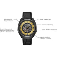 Thumbnail for Bulova Grammy Automatic Mens Stainless Steel with Black Leather & FKM Rubber Strap, Black (Model: 98A241)