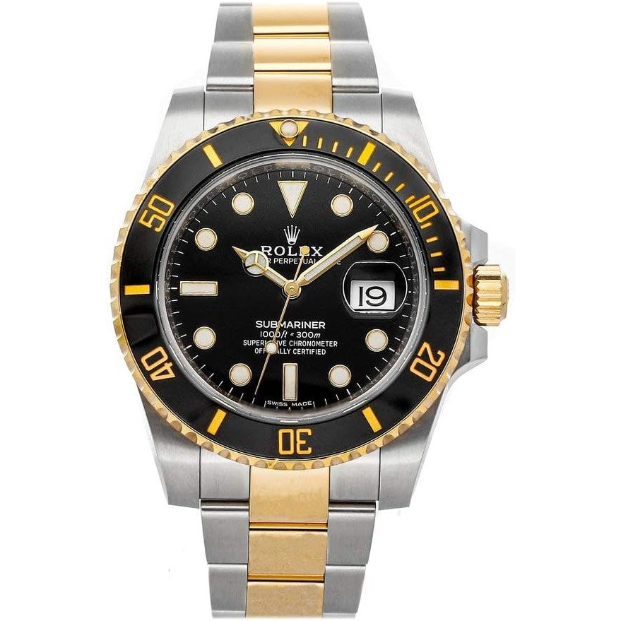 Reloj Rolex Submariner Date con esfera negra en oro amarillo y acero para hombre 116613LN-0001 