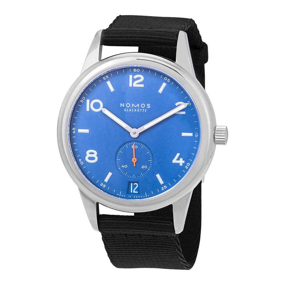 Montre automatique pour homme Nomos Club avec date et cadran bleu 777