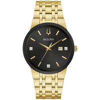 Thumbnail for Bulova Men's Modern Gold Tone Stainless Steel 3-Hand Calendar Date Quartz Watch, Diamond Dial