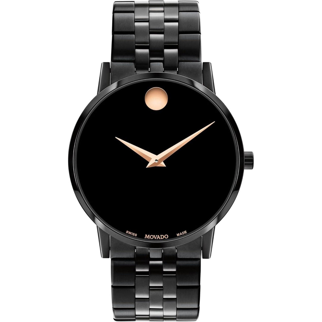 Montre pour homme Movado Museum Classic - Mouvement à quartz suisse, bracelet à maillons en acier inoxydable - Résistance à l'eau 3 ATM - Montre classique et luxueuse pour lui - 40 mm