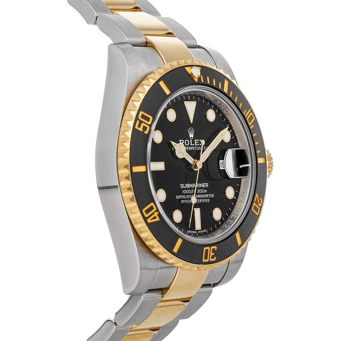 Reloj Rolex Submariner Date con esfera negra en oro amarillo y acero para hombre 116613LN-0001 