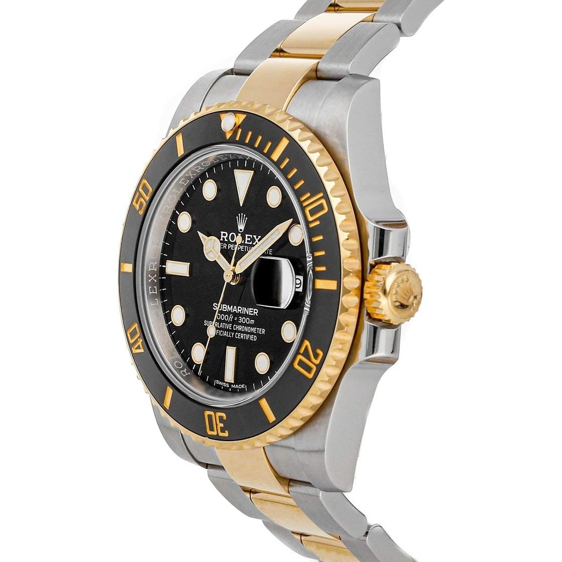 Reloj Rolex Submariner Date con esfera negra en oro amarillo y acero para hombre 116613LN-0001 