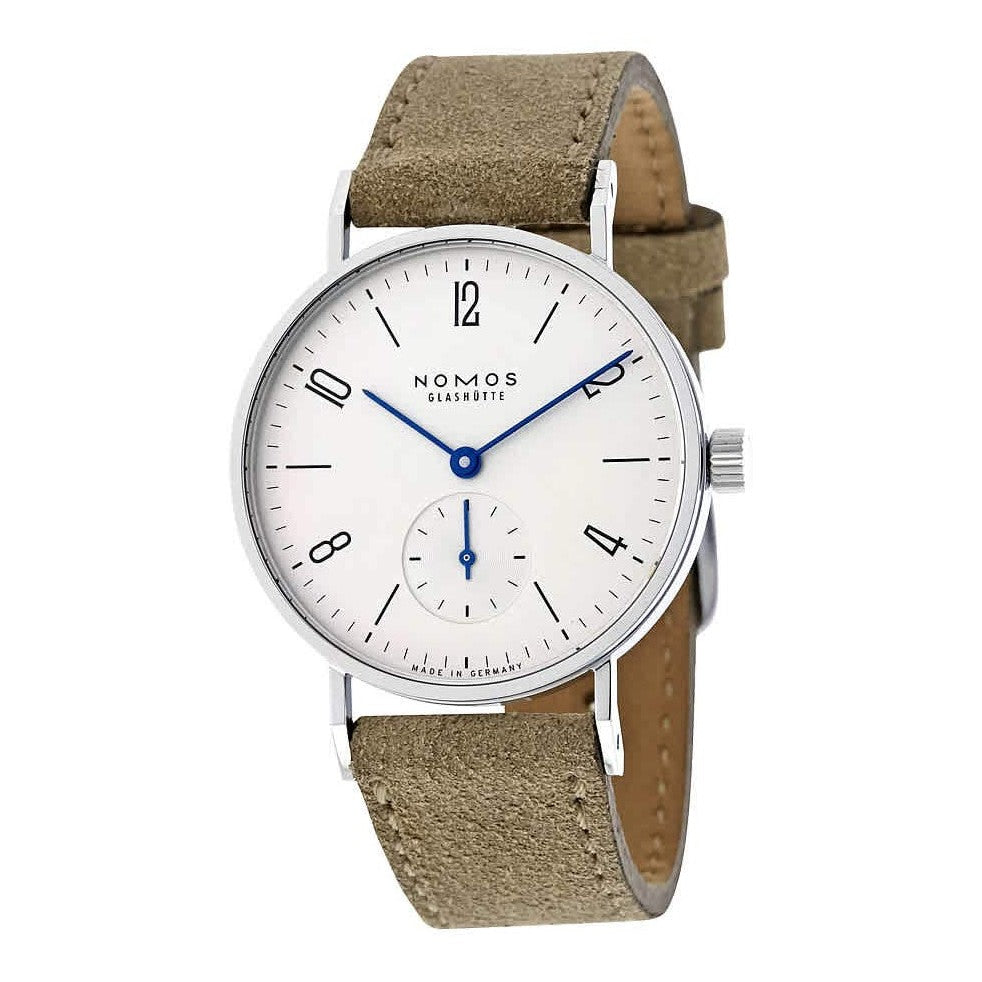 Montre femme Nomos Tangente 33 avec cadran blanc galvanisé et plaqué argent 123