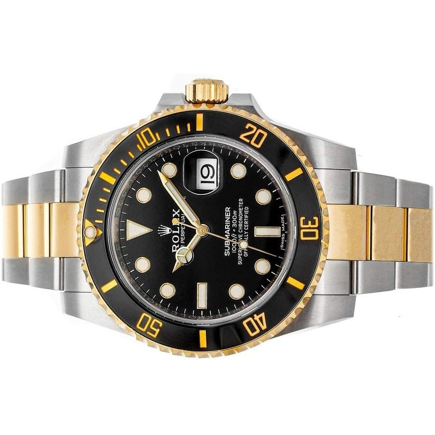 Reloj Rolex Submariner Date con esfera negra en oro amarillo y acero para hombre 116613LN-0001 