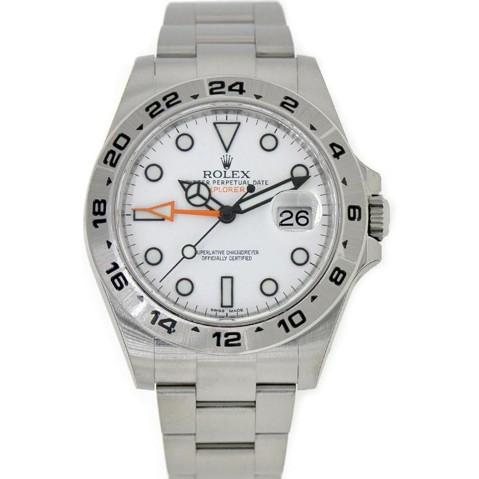 Montre Rolex Explorer II pour homme en acier inoxydable avec cadran blanc 216570