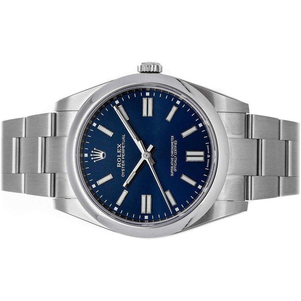 Montre homme Rolex Oyster Perpetual 41 mm à cadran bleu automatique 124300-0003 