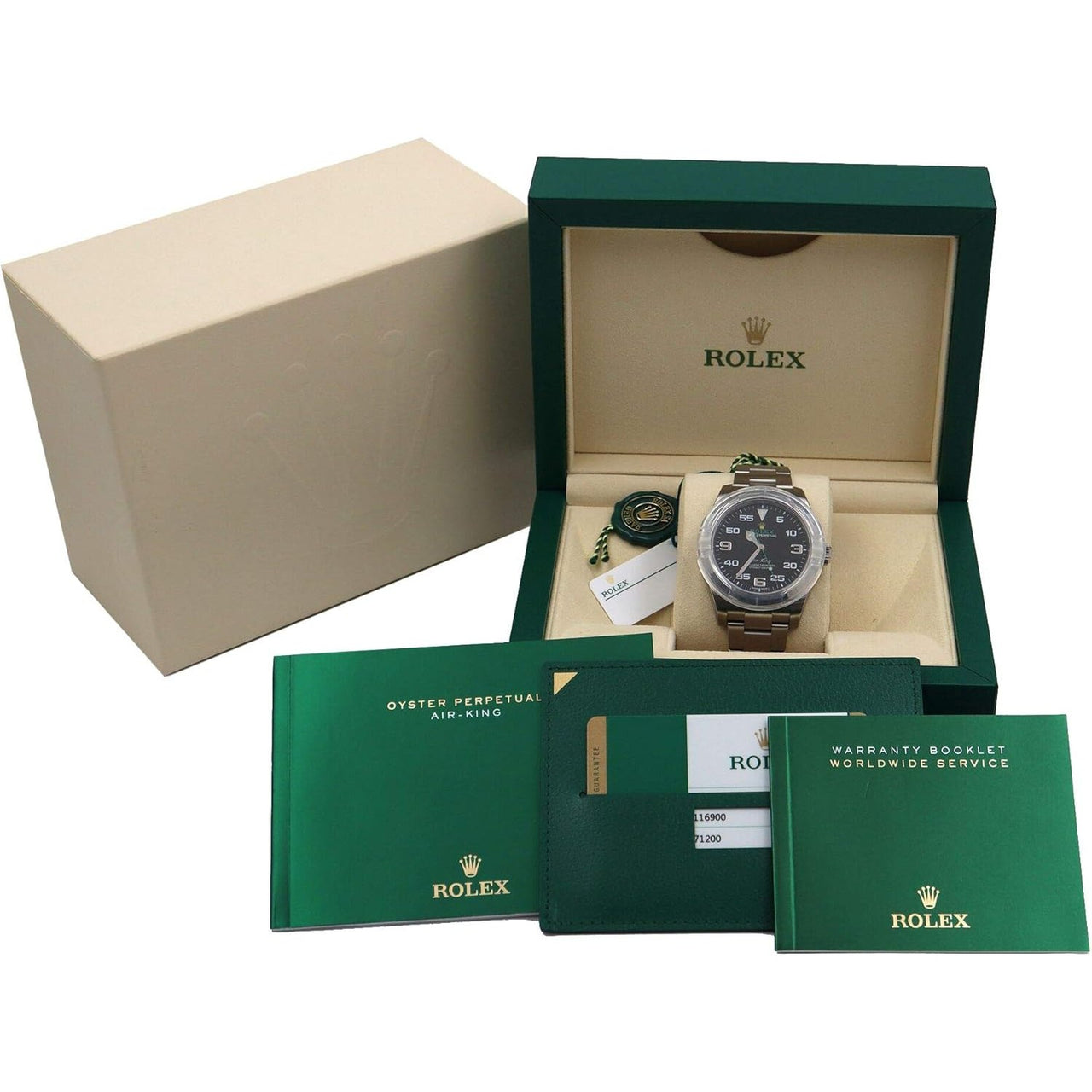 Montre Rolex Air King pour homme en acier inoxydable avec cadran noir 116900BKAO