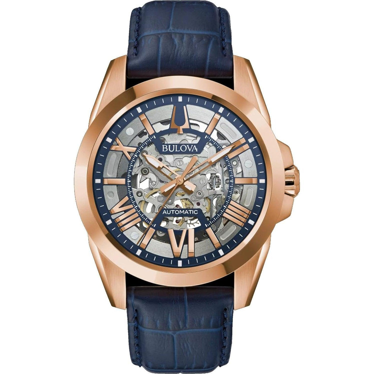 Reloj automático Bulova Classic Sutton de 3 manecillas y 21 joyas para hombre, reserva de marcha de 42 horas, esfera esquelética, manecillas luminosas, resistente al agua hasta 100 m, 43 mm 