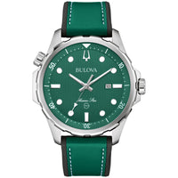 Thumbnail for Reloj de cuarzo Bulova Marine Star para hombre, de acero inoxidable plateado, correa de piel y silicona, resistente al agua hasta 100 m, 43 mm