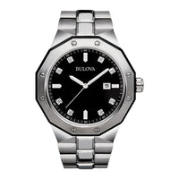 Thumbnail for Bulova Men's Classic Stainless Steel 3-Hand Date Quartz Watch with Diamonds and Day Date, 44mm