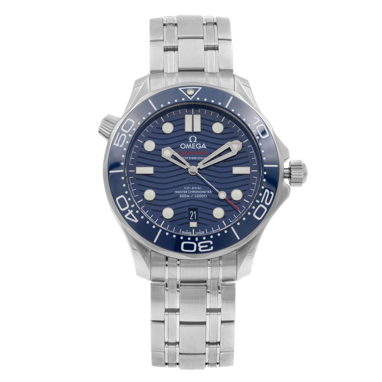 Montre automatique Omega Seamaster pour homme en acier avec cadran bleu 210.30.42.20.03.001