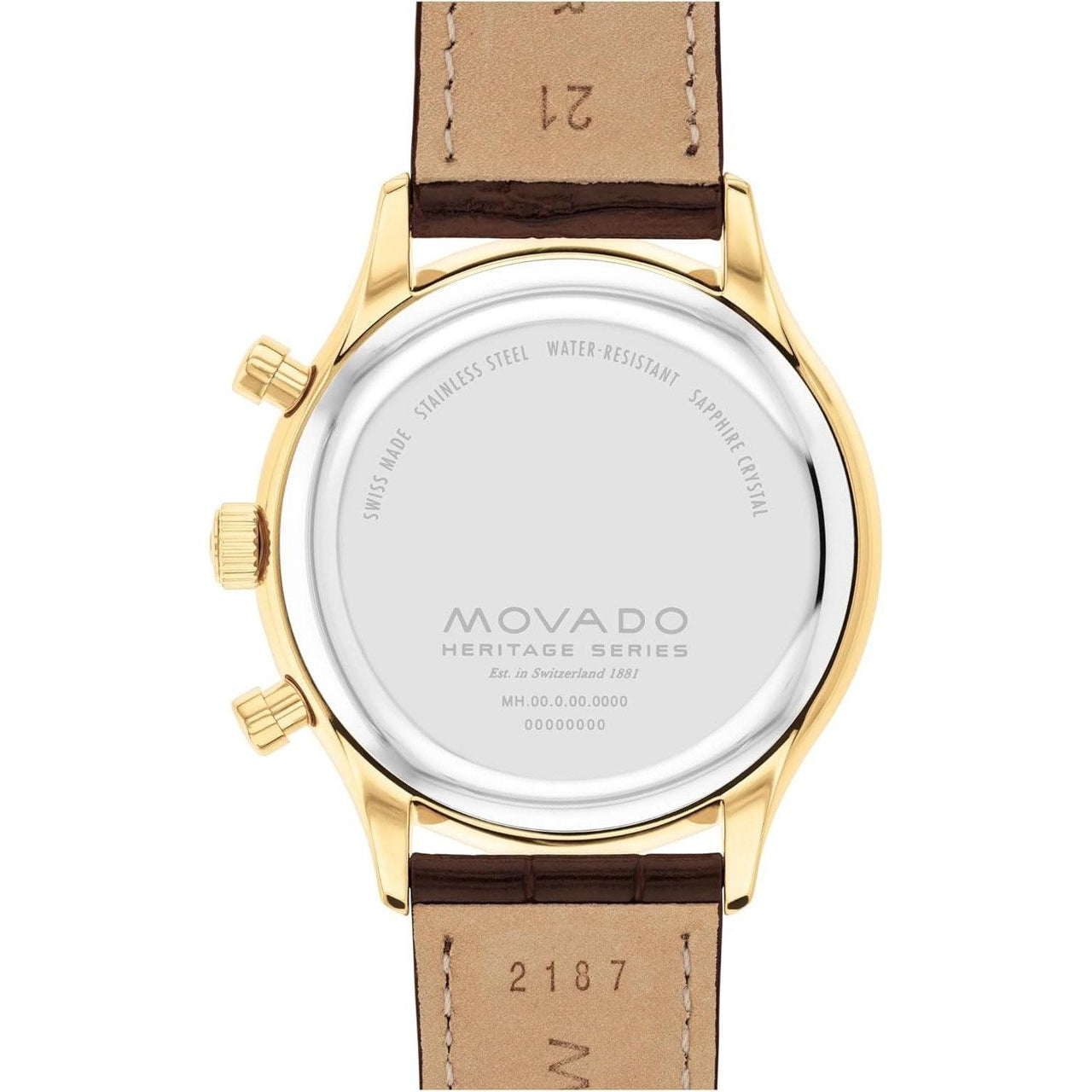 Montre pour homme Movado Heritage Series Circa - Mouvement à quartz suisse, bracelet en cuir - Étanchéité 5 ATM - Montre classique et luxueuse pour lui - 43 mm