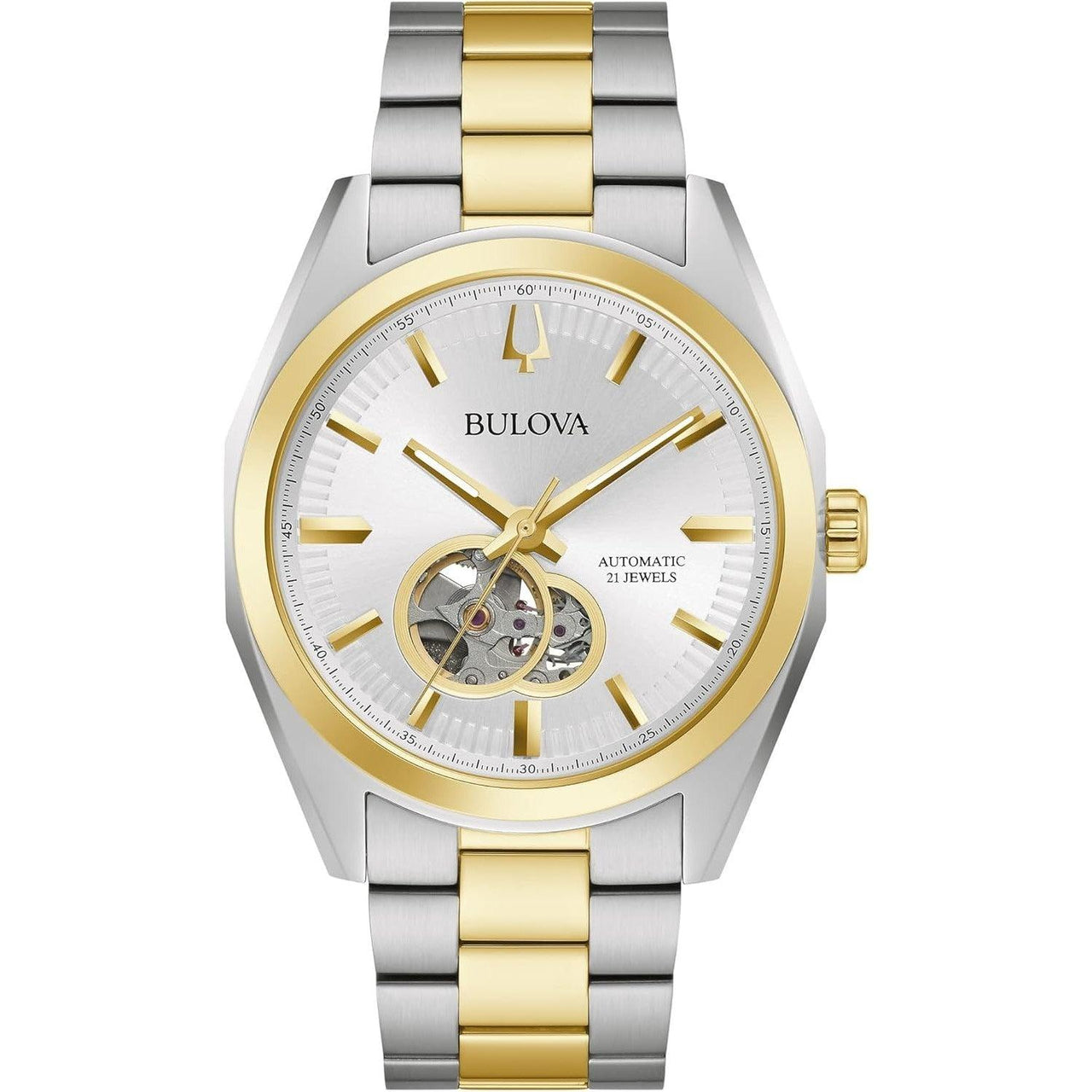 Bulova Men's Classic Surveyor 3-Hand Automatic Watch, Hack Feature, Luminous Hand, Open Aperture, Screw-Back Case, 42mm