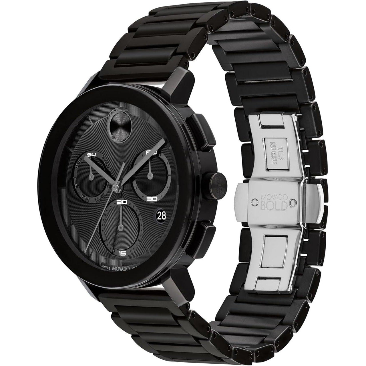 Montre pour homme Movado Bold Evolution 2.0 - Quartz suisse, bracelet à maillons en acier inoxydable - Étanchéité 3 ATM - Montre de luxe tendance pour lui - 42 mm