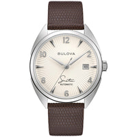 Thumbnail for Bulova Men's Frank Sinatra 'Fly Me to The Moon' Automatic Stainless Steel Case Watch, Textured Leather Strap, 42 Hour Power Reserve, 3 Hand