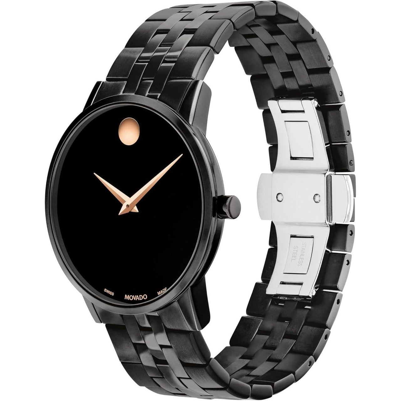 Montre pour homme Movado Museum Classic - Mouvement à quartz suisse, bracelet à maillons en acier inoxydable - Résistance à l'eau 3 ATM - Montre classique et luxueuse pour lui - 40 mm