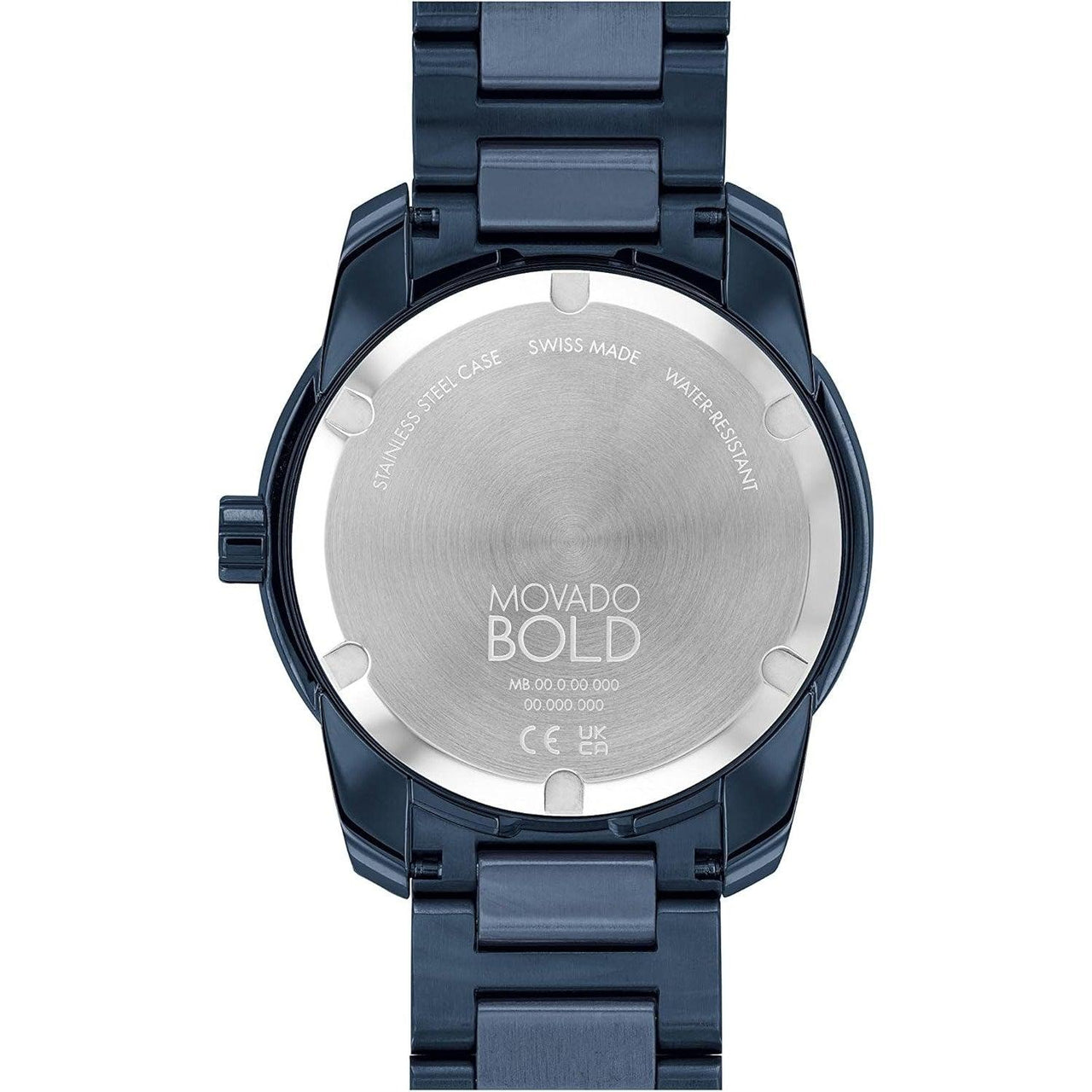 Reloj de cuarzo suizo Movado Bold Verso para hombre con correa de acero inoxidable, azul, 21 (modelo: 3600862)