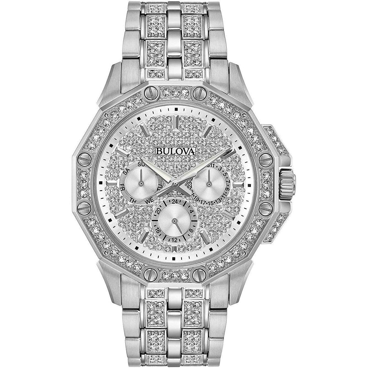 Montre chronographe à quartz Bulova Crystal Octava pour homme, cadran en cristal pavé