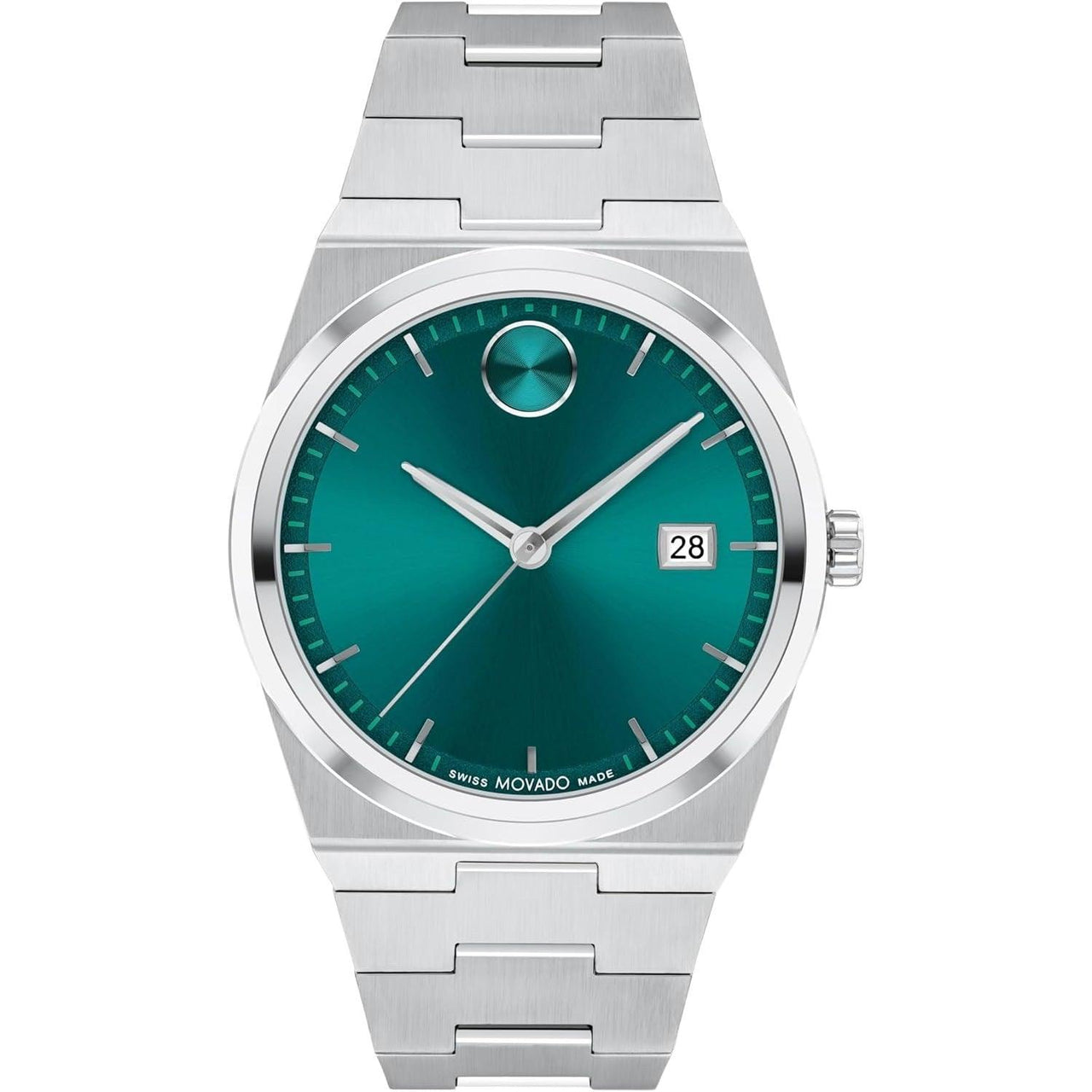 Montre de sport pour homme Movado Bold Quest - Mouvement à quartz suisse, bracelet à maillons en acier inoxydable - Résistance à l'eau de 5 ATM - Montre de mode de luxe pour lui - 40 mm