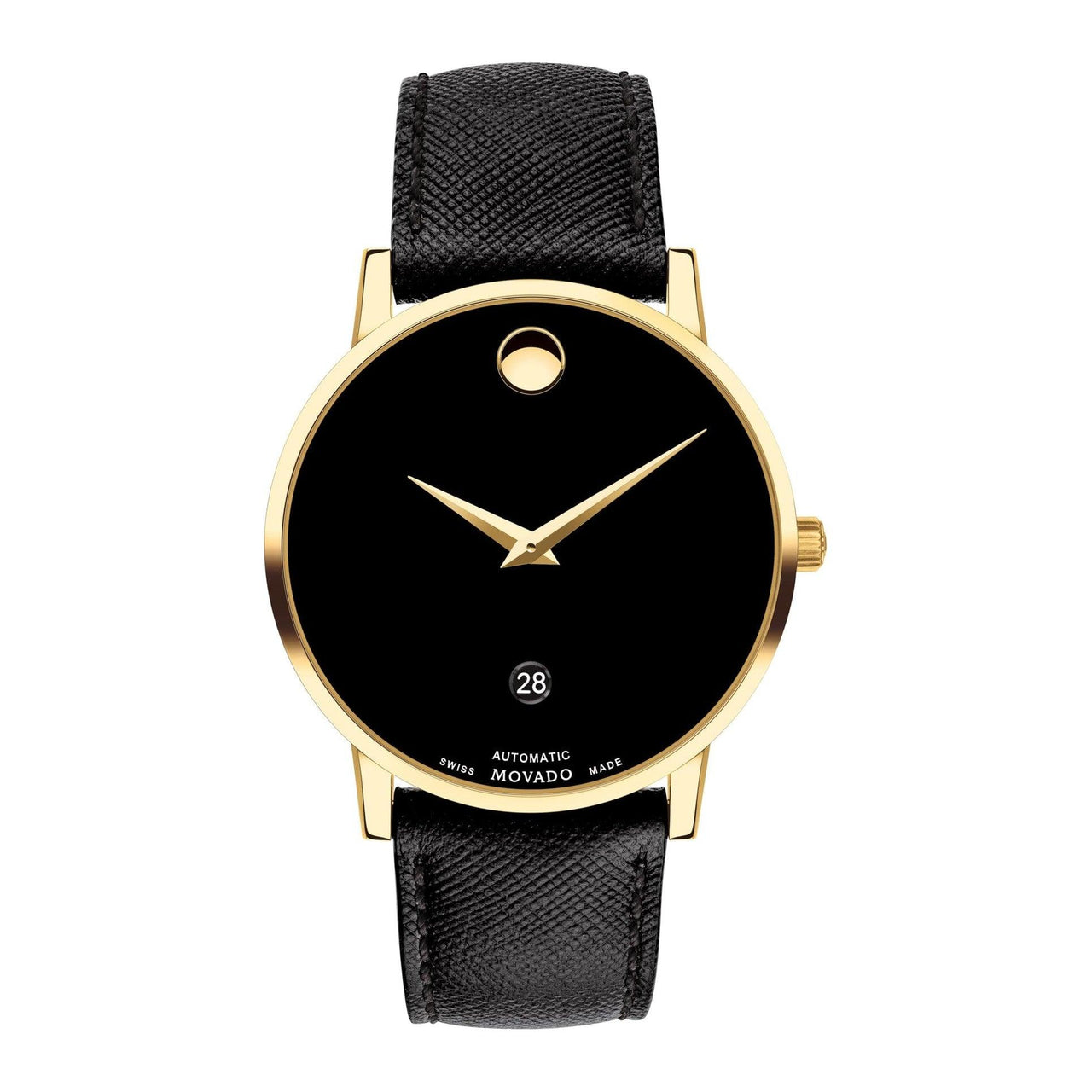 Montre automatique suisse pour homme Movado Museum Classic - Mouvement à remontage automatique, bracelet en cuir - Étanchéité 3ATM/30 mètres - Montre mécanique de luxe classique - Cadeau pour lui - 40 mm