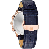 Thumbnail for Montre Bulova Wilton 21 rubis pour homme, réserve de marche de 60 heures, aiguilles lumineuses, chiffres romains, verre saphir bombé, 43 mm, bleu/or rose