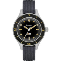 Thumbnail for Bulova Men's Archive Series MIL-SHIPS-W-2181 Stainless Steel 3-Hand Hack Automatic Watch, Grey Nylon Strap and Black Matte Dial Style: 98A266