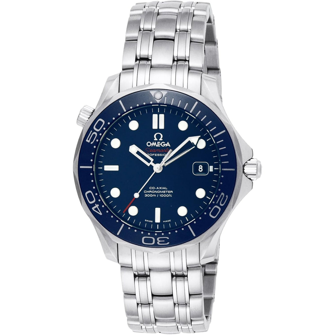 Reloj automático suizo en tono plateado Omega Seamaster Diver 300m Co-Axial 212.30.41.20.03.001 para hombre 