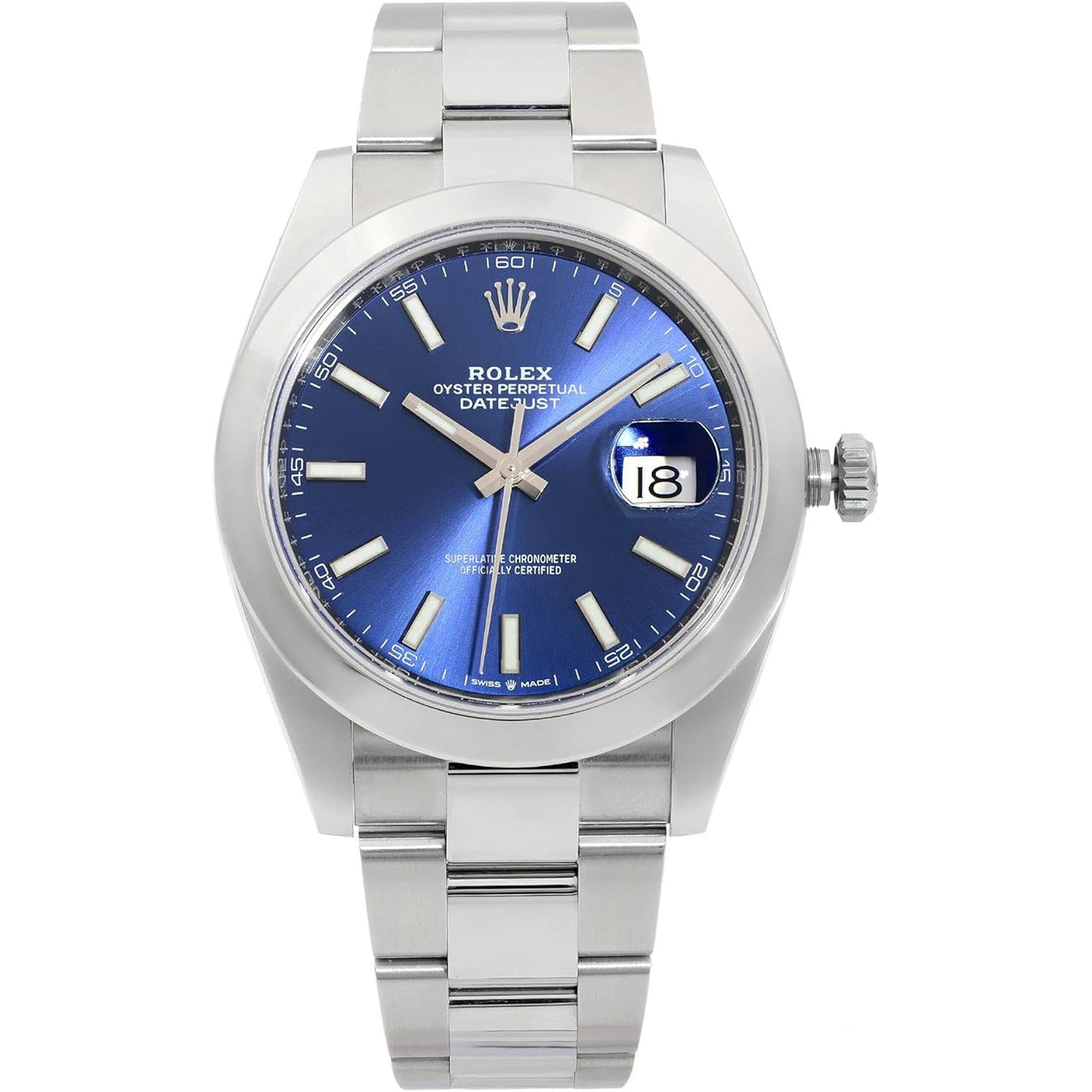 Montre Rolex Datejust 41 pour homme en acier inoxydable avec cadran bleu 126300BLSO